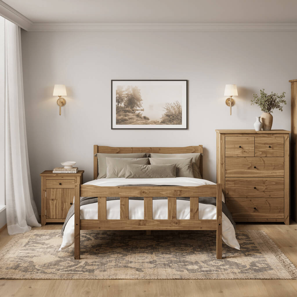 Pine 3 over 2 Chest of Drawers with Aztec Wax Finish