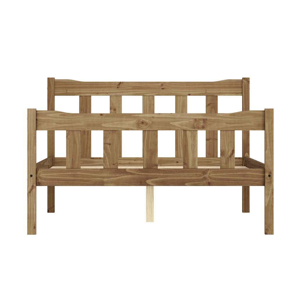 Natural Solid Pine 4ft6 Double Bed Frame with Aztec Wax Finish