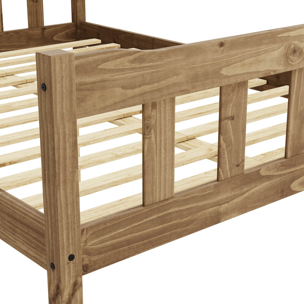 Pine Wood Waxed Finish 5ft King Size Bed with Slatted Base