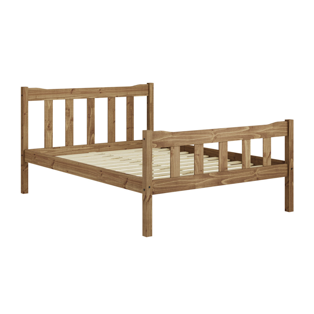 Pine Wood Waxed Finish 5ft King Size Bed with Slatted Base