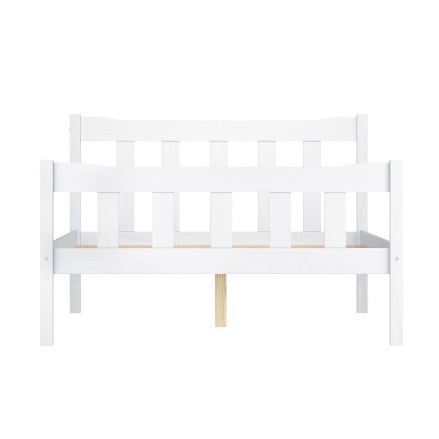 Modern White Solid Pine 5ft King Size Bed with Slatted Headboard
