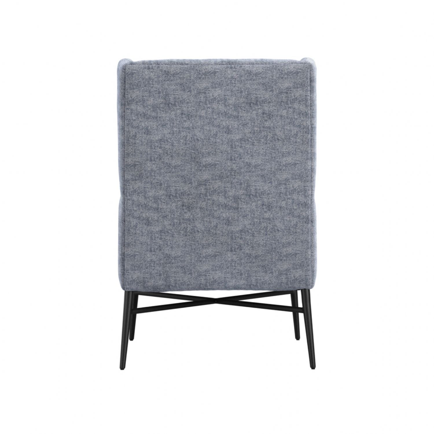Navy Herringbone Twill Upholstered High Back Accent Chair
