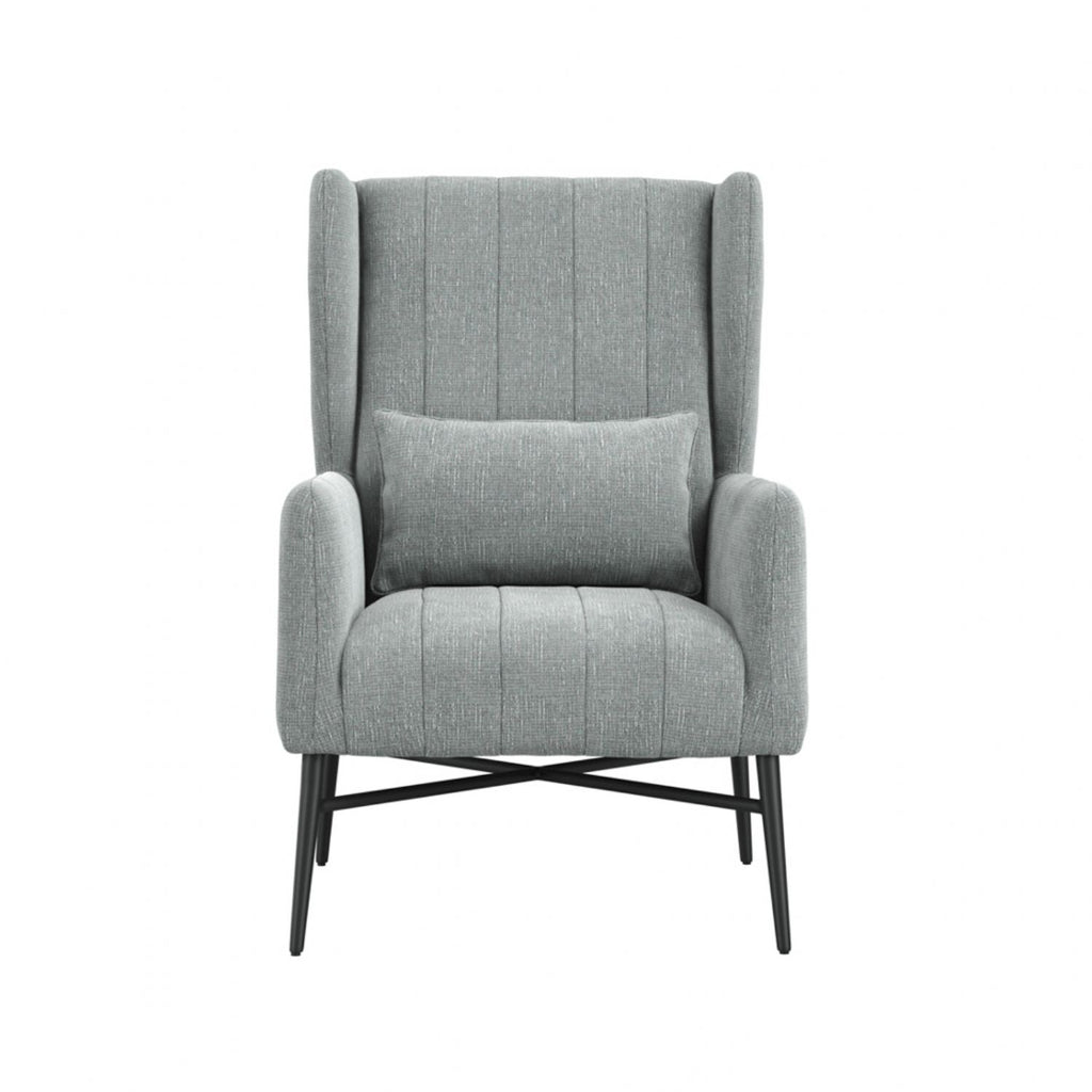 Seafoam Tweed Upholstered High Back Accent Chair with Cushion