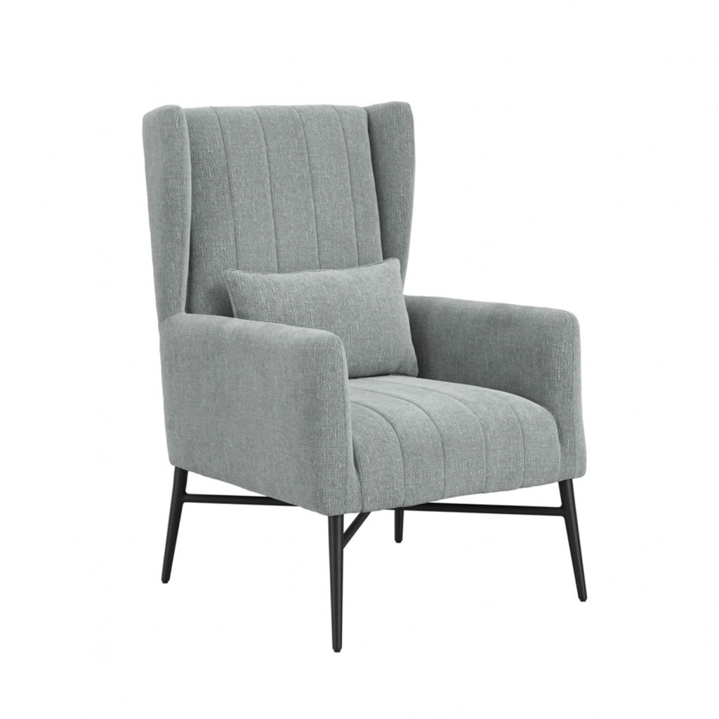 Seafoam Tweed Upholstered High Back Accent Chair with Cushion