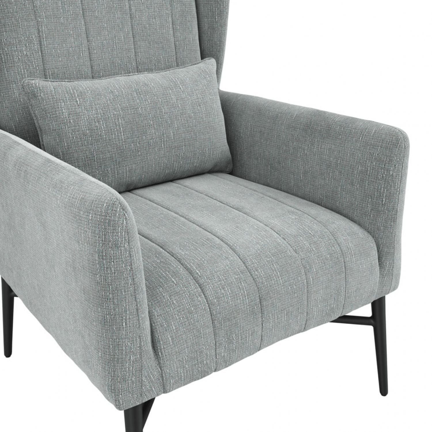 Seafoam Tweed Upholstered High Back Accent Chair with Cushion