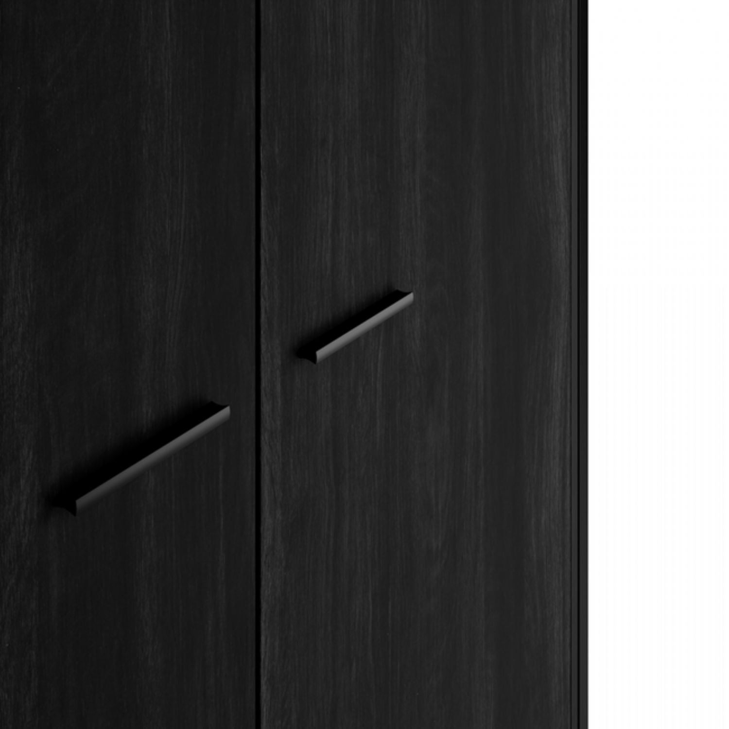 Black Matt Wood Finish 2 Door Double Wardrobe with Hanging Rail and Shelf