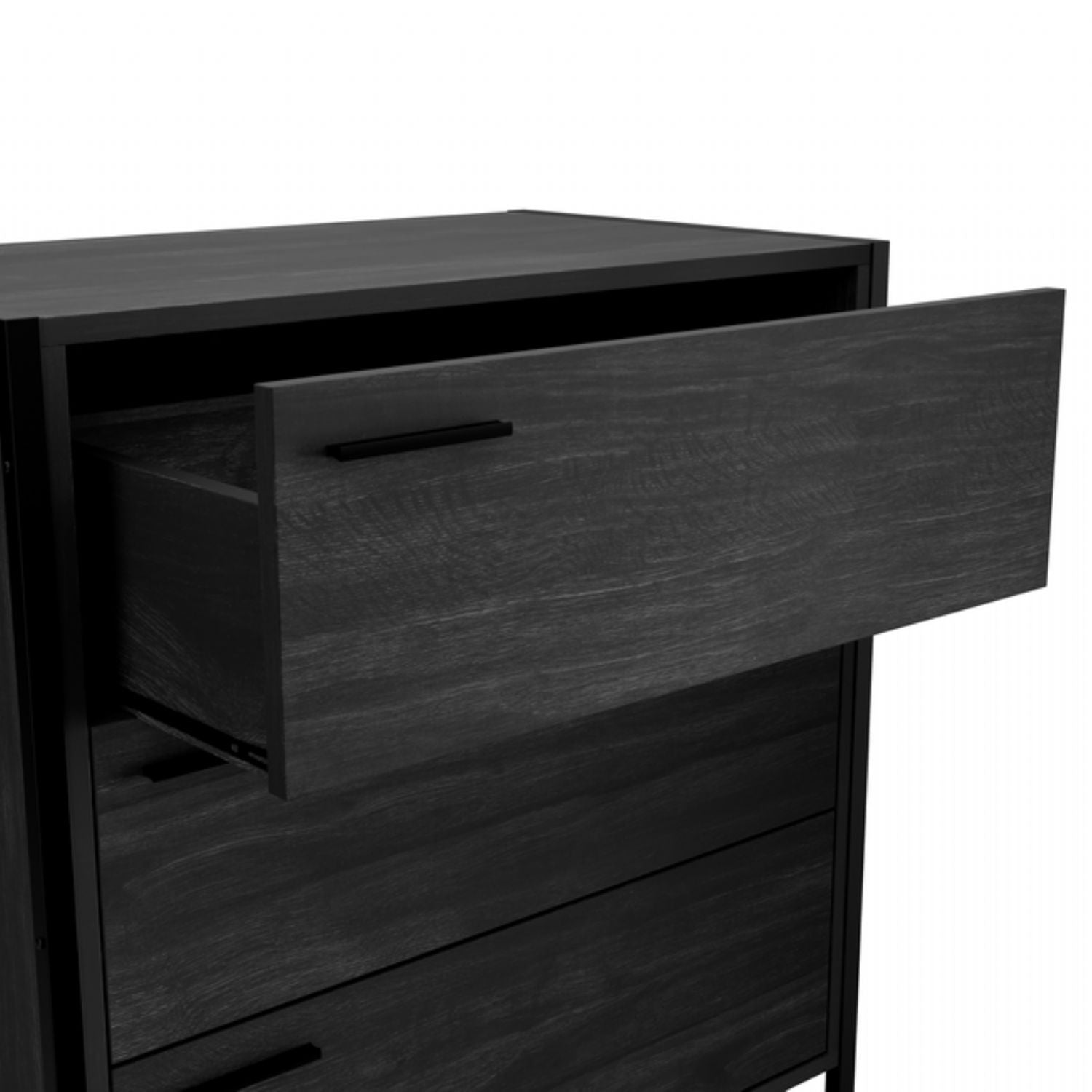 Industrial Black Wood Effect Chest of 3 Drawers