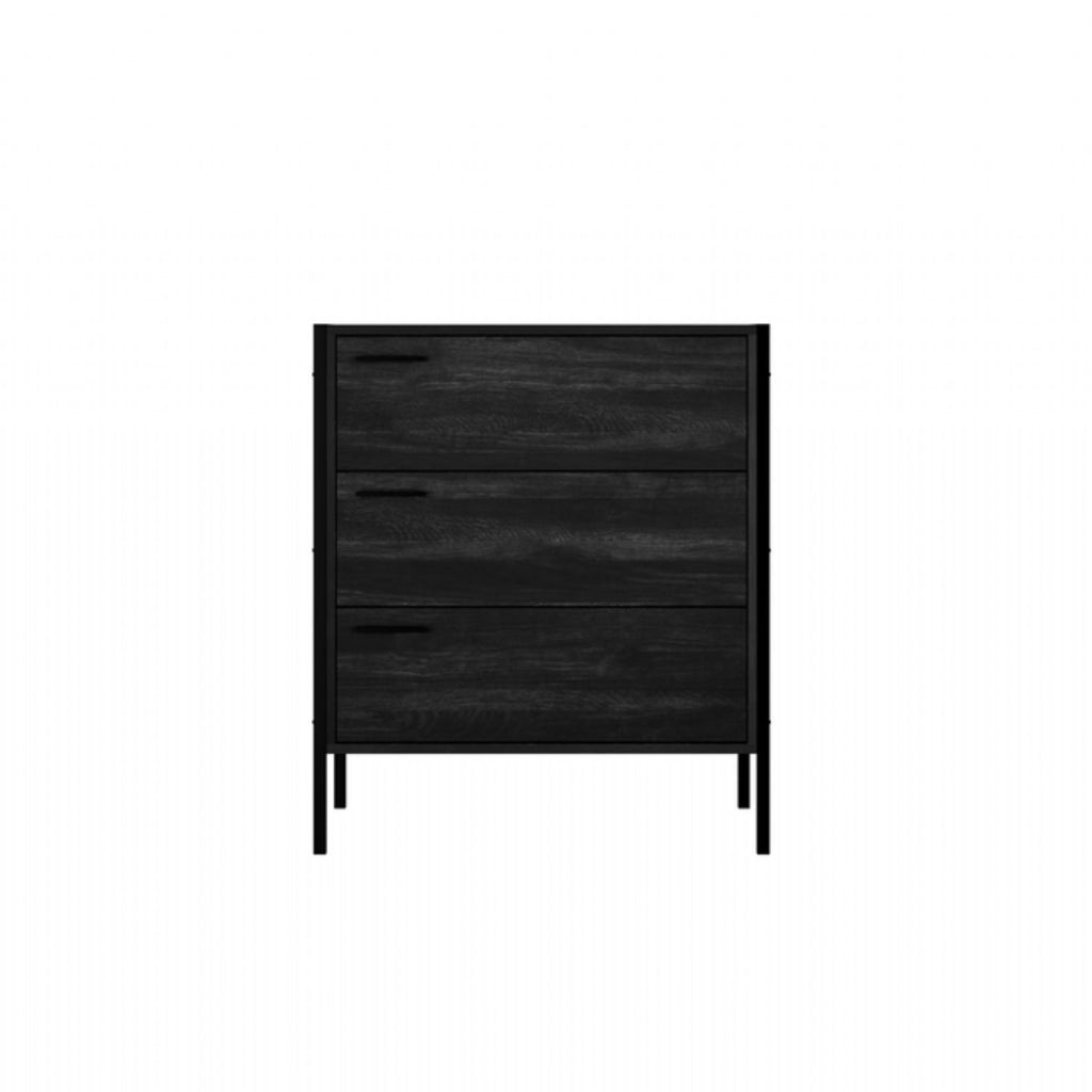 Industrial Black Wood Effect Chest of 3 Drawers