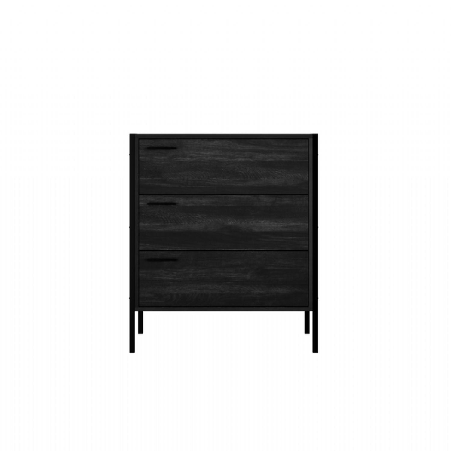 Industrial Black Wood Effect Chest of 3 Drawers