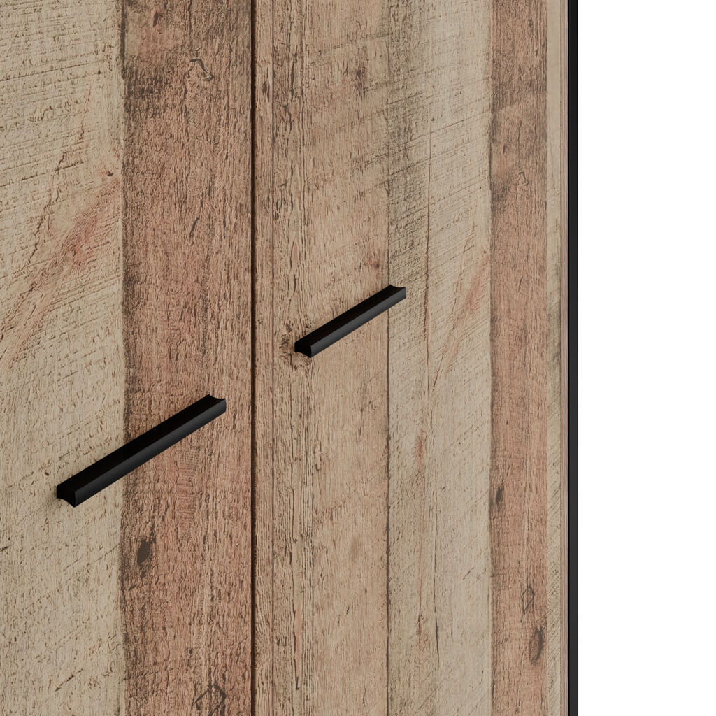 Two Door Wardrobe in Wood Effect with Hanging Rail and Shelf