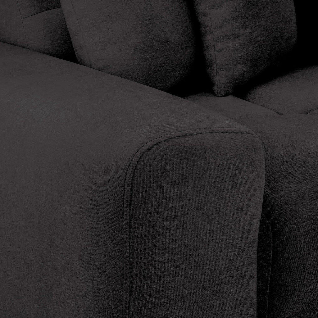 Black Fabric Upholsterd Right Hand Facing Corner Sofa