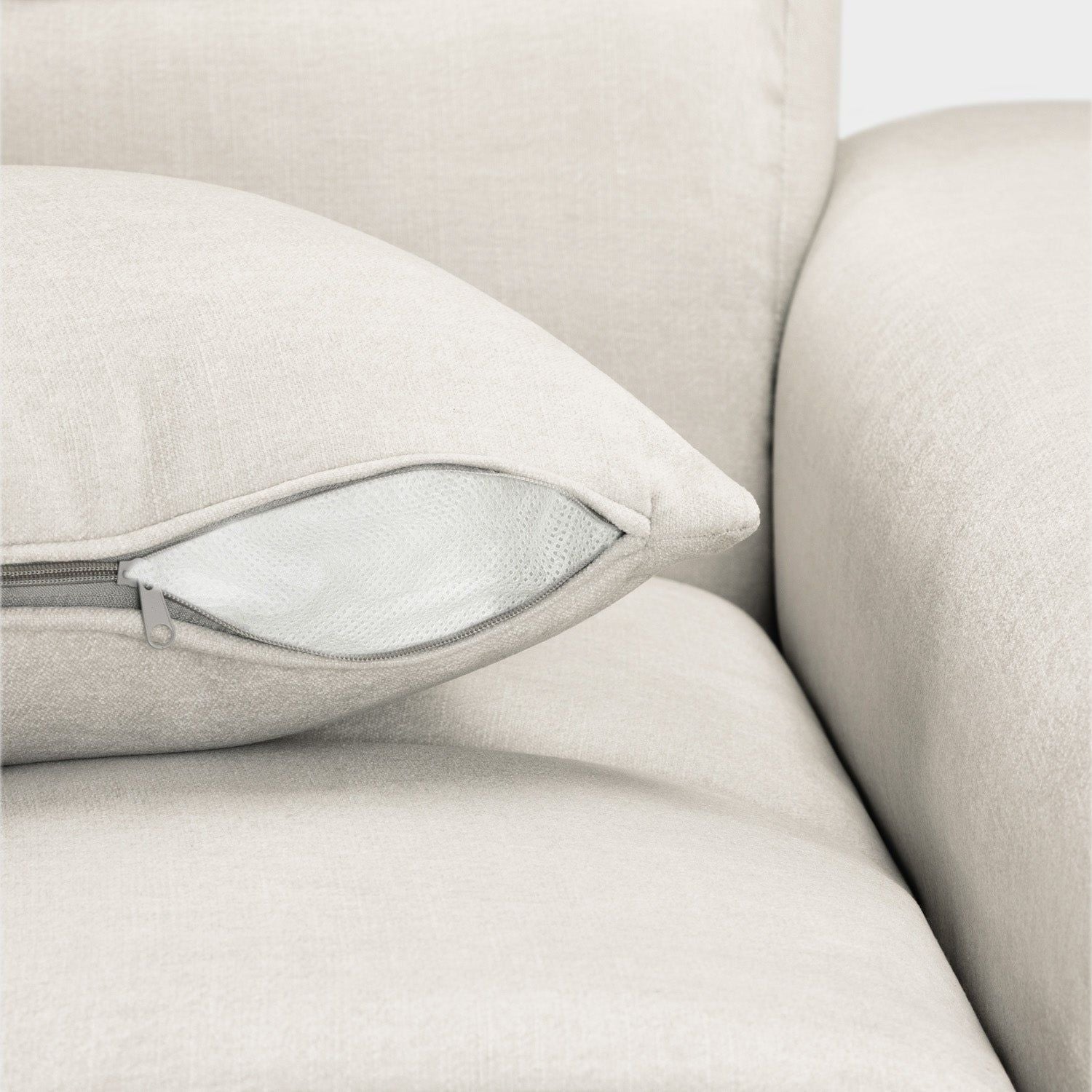 Natural Beige Fabric Left Hand Facing Corner Sofa