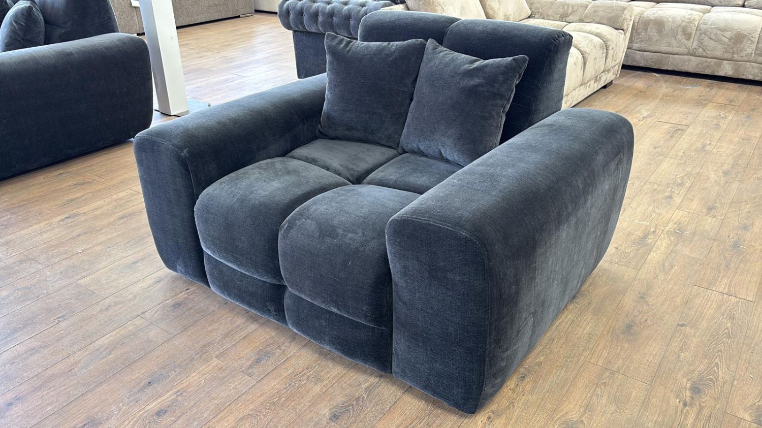 Black Fabric Armchair with Scatter Cushions