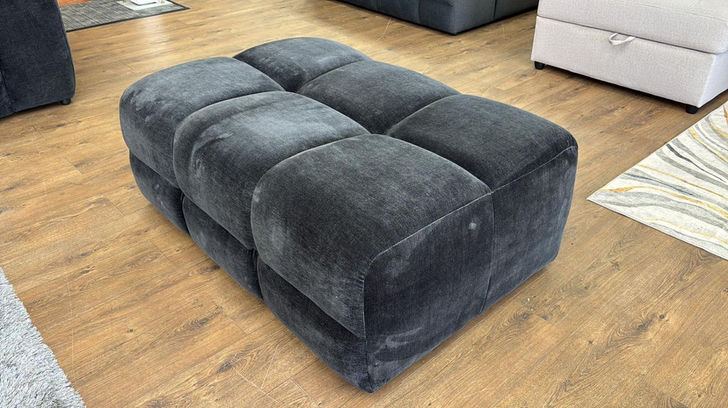 Black Fabric Large Ottoman Footstool Padded Design