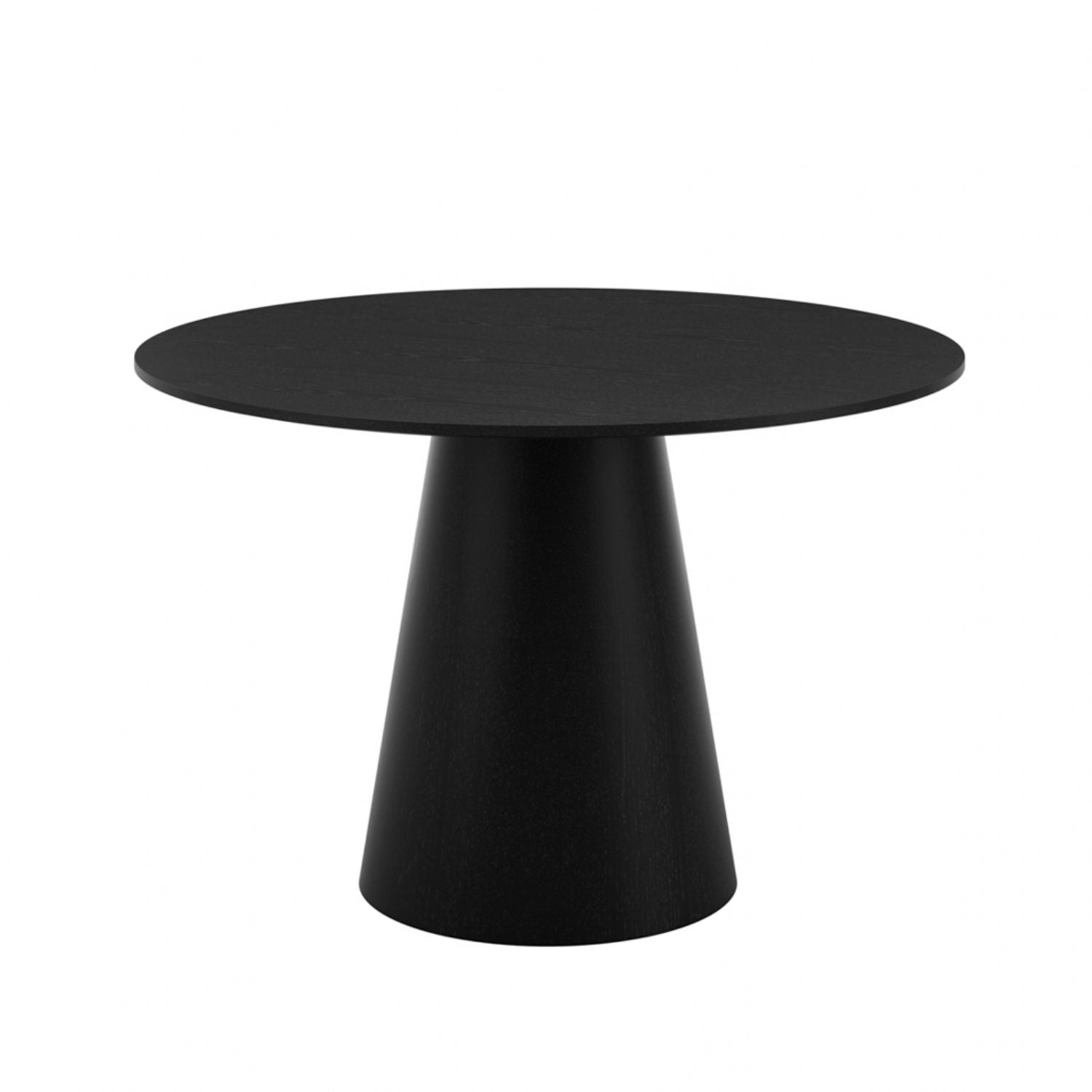 Black 4 Seater Round Dining Table with Sculptural Cone Base