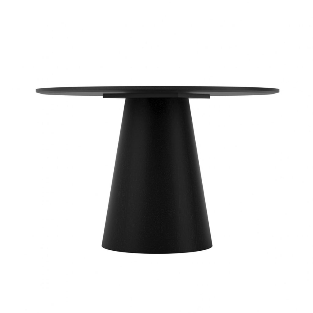 Black 4 Seater Round Dining Table with Sculptural Cone Base
