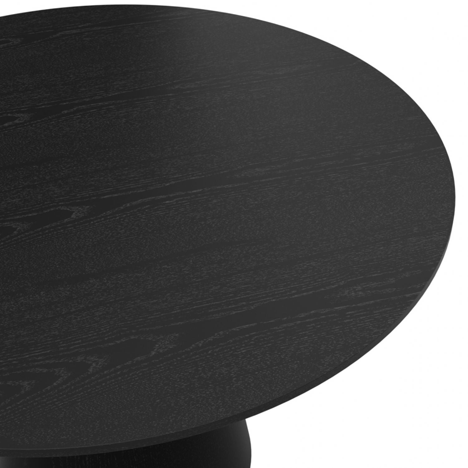 Black 4 Seater Round Dining Table with Sculptural Cone Base