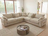 Beige Fabric Large Corner Group Sofa with Deep Seating