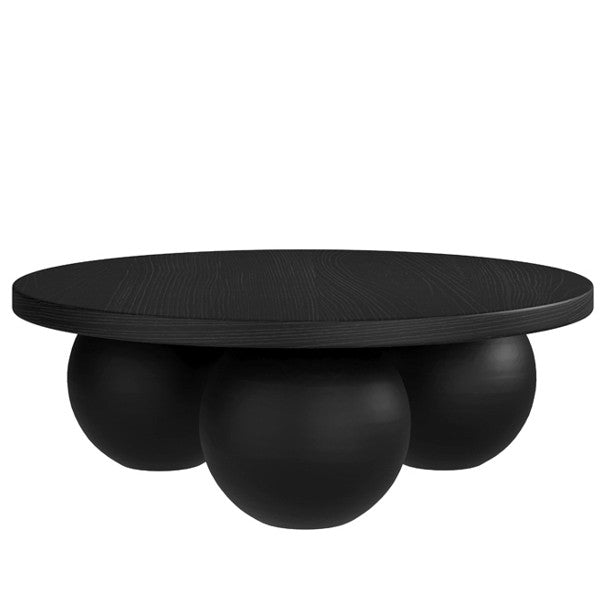 Modern Style Matte Black Concrete Round Coffee Table