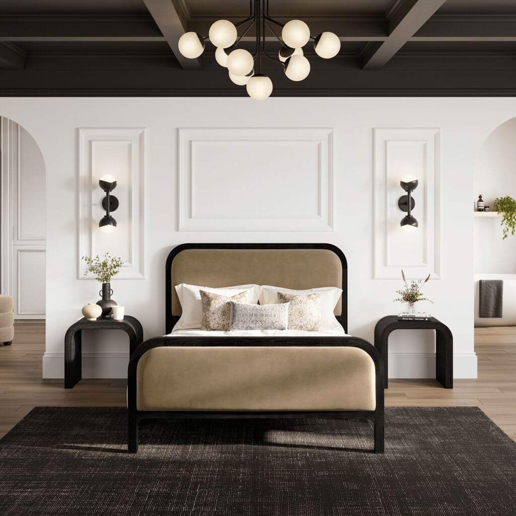Sleek Modern Style Black Curved Side Table