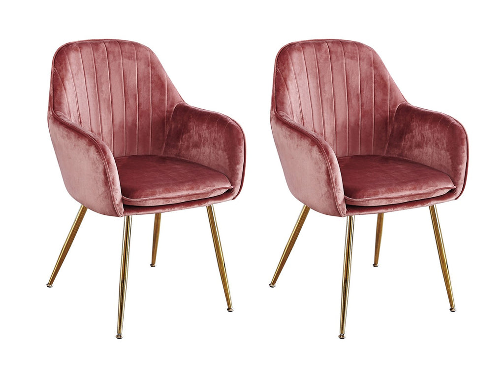 Lara Dining Chair Vintage Pink With Gold Legs (pack Of 2)