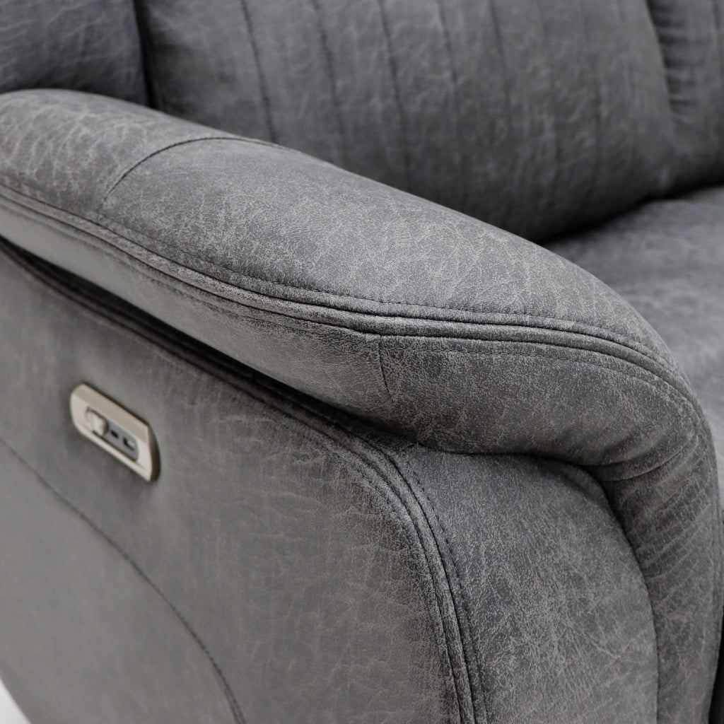 Grey Fabric 3 Seater Electric Recliner Sofa