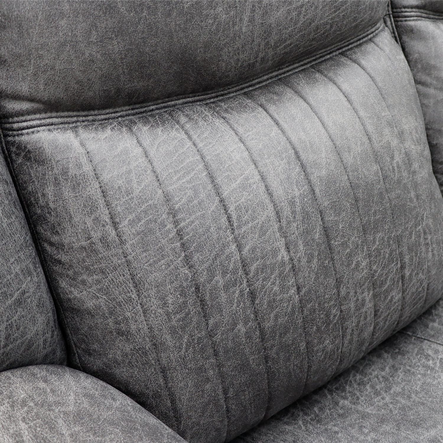 Grey Fabric 2 Seater Recliner Sofa with Console
