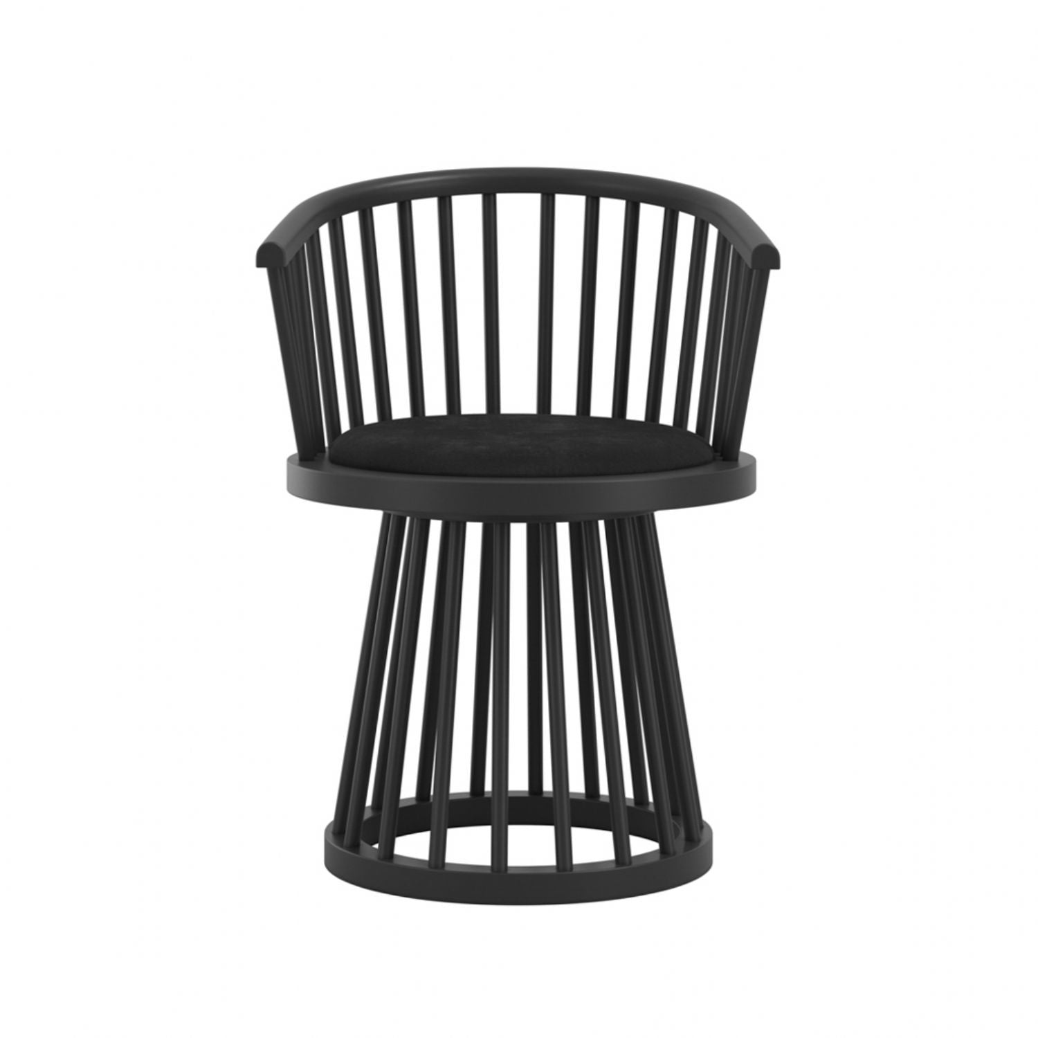 Modern Curved Spindle Black Dining Chair with Velvet Seat