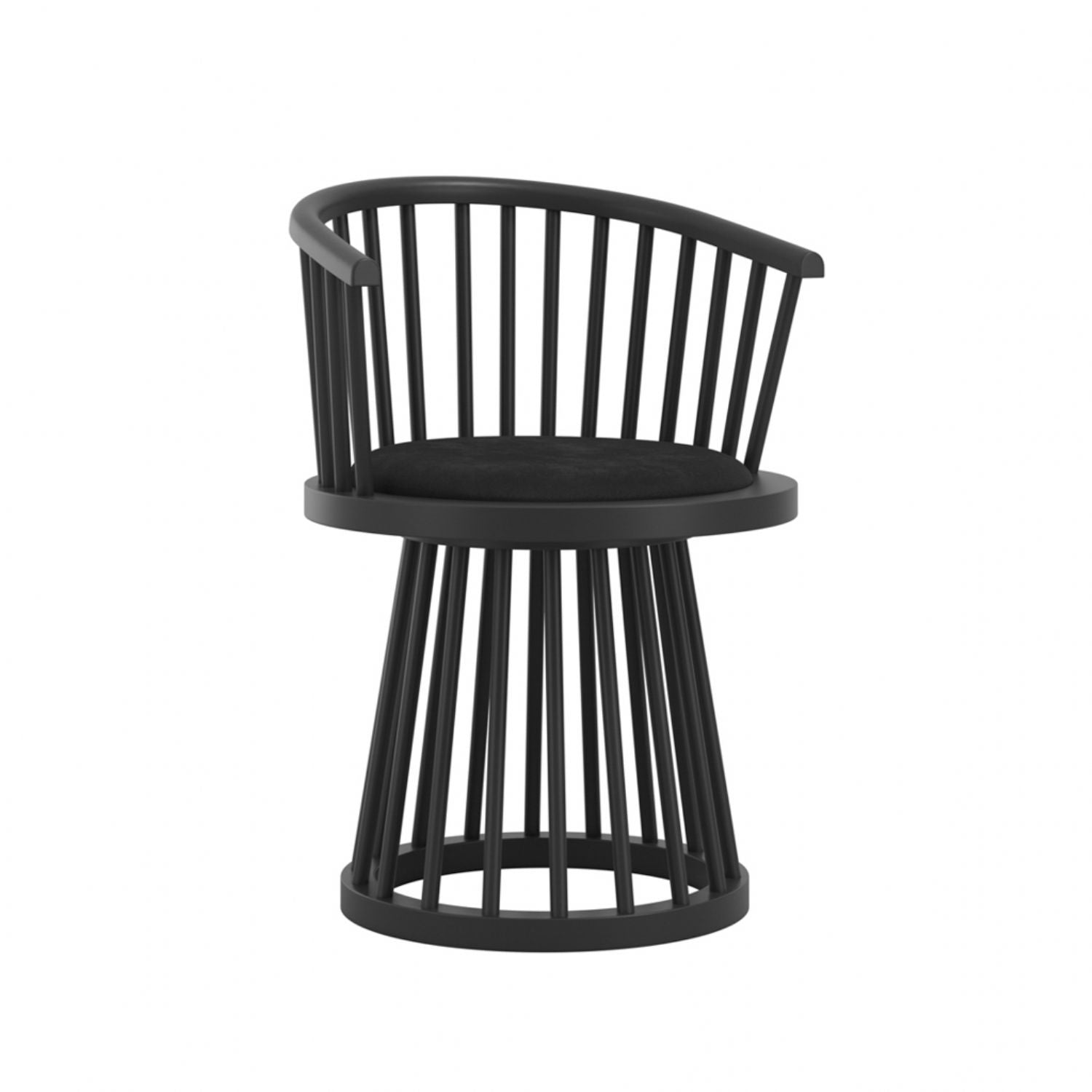 Modern Curved Spindle Black Dining Chair with Velvet Seat