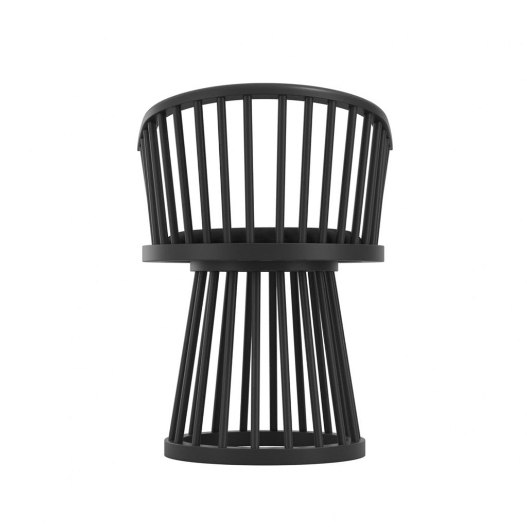 Modern Curved Spindle Black Dining Chair with Velvet Seat