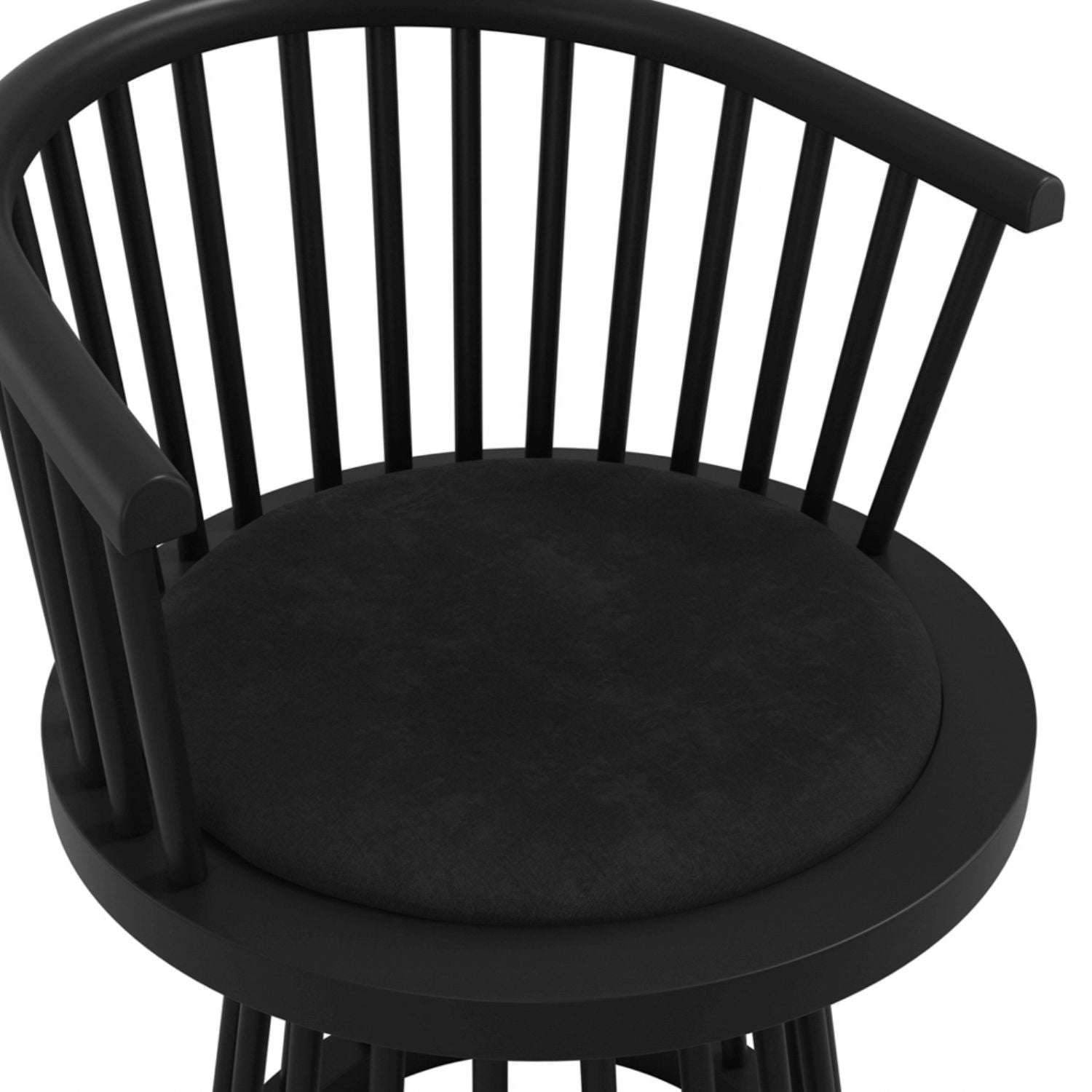 Modern Curved Spindle Black Dining Chair with Velvet Seat