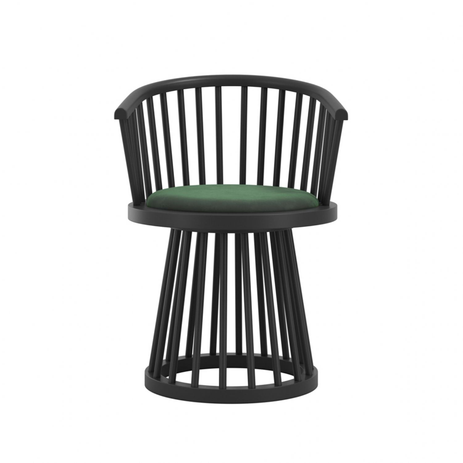 Modern Curved Spindle Forest Green Dining Chair with Velvet Seat
