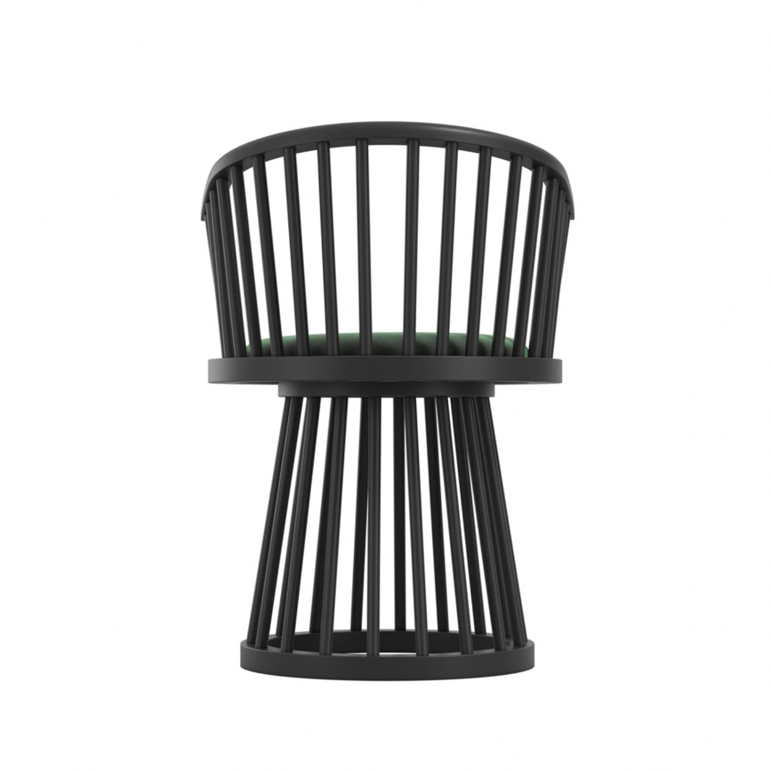 Modern Curved Spindle Forest Green Dining Chair with Velvet Seat