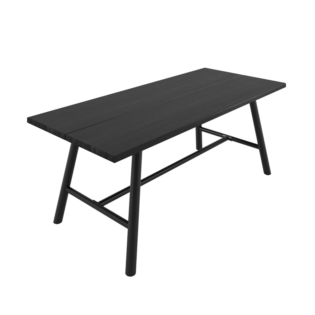 Black Wooden 200cm Large Rectangular Dining Table