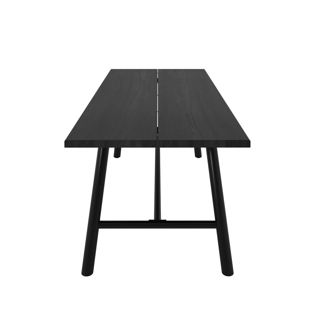 Black Wooden 200cm Large Rectangular Dining Table