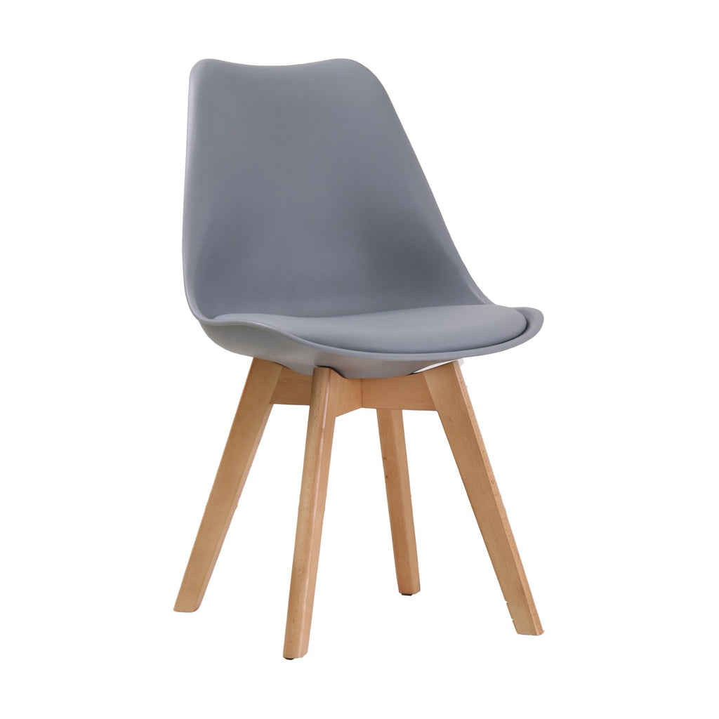 Grey Scandi Style Dining Chair with Beech Wood Legs