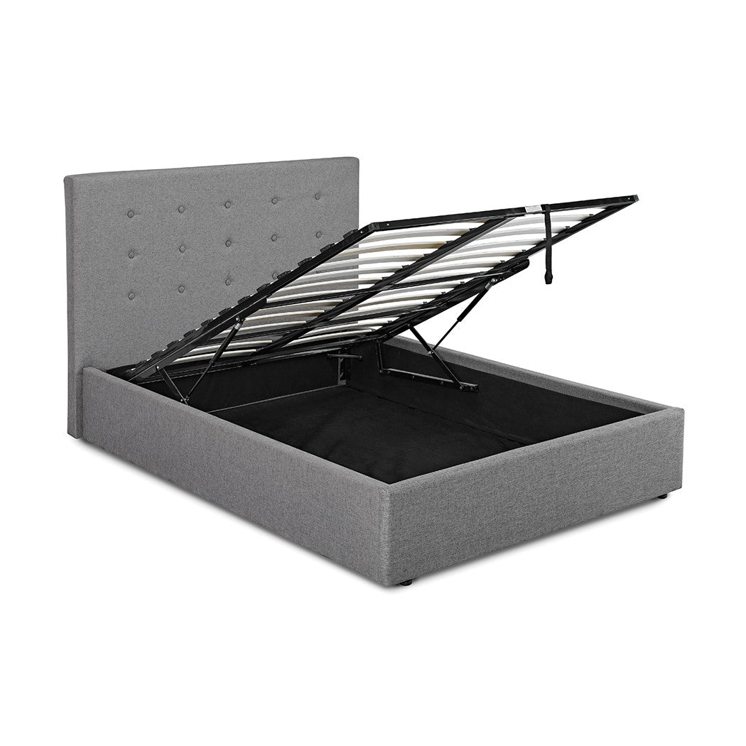 Grey Linen 4ft6 Double Ottoman Bed with Lift Up Storage