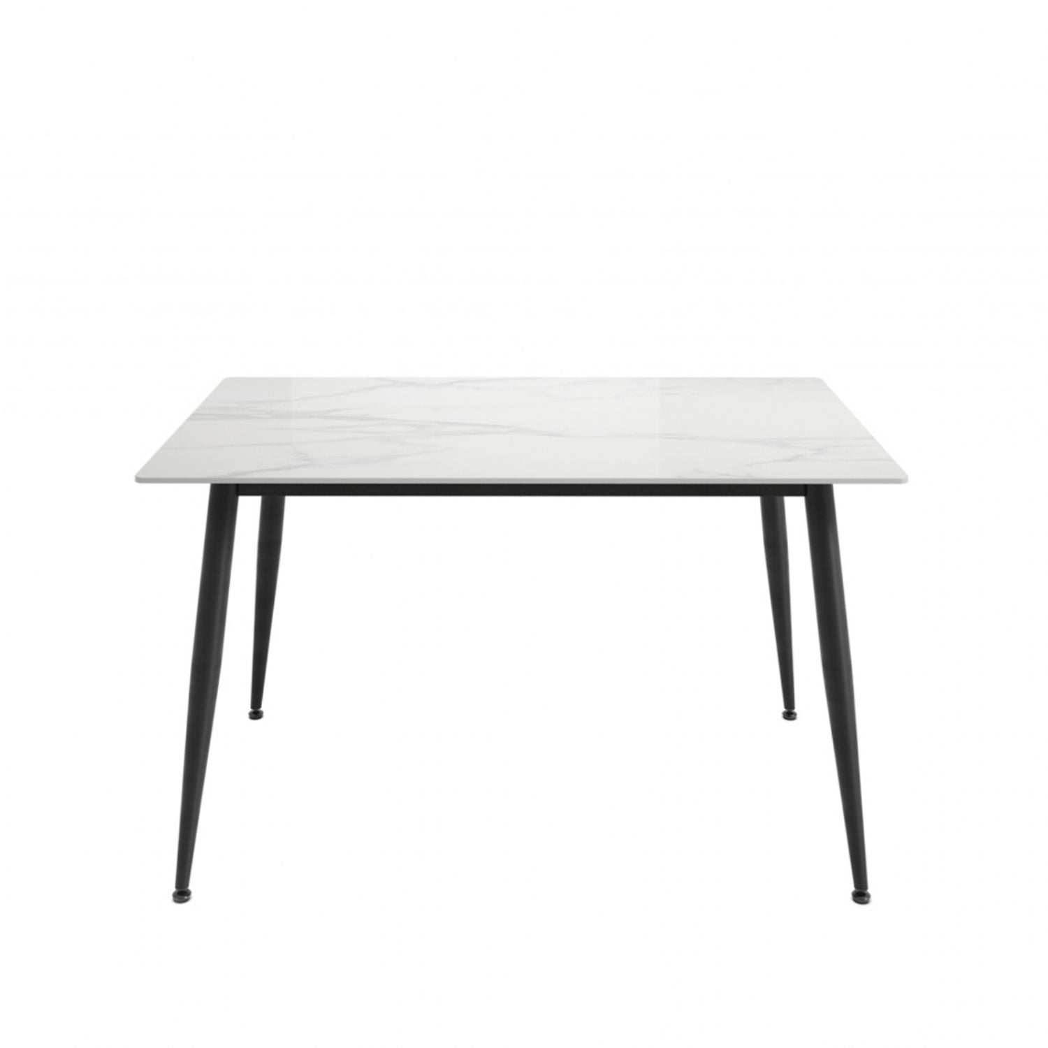 Marble Effect 4 Seater Rectangular Dining Set with Grey Chenille Chairs