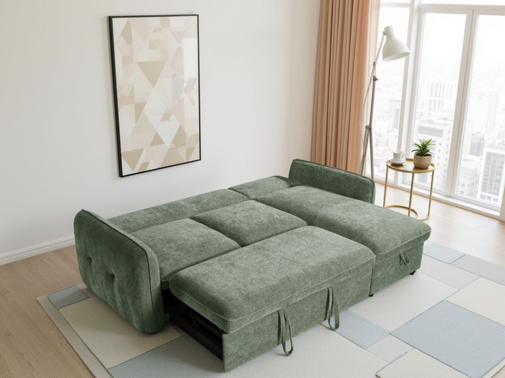 Green Fabric Universal Corner Chaise Sofabed