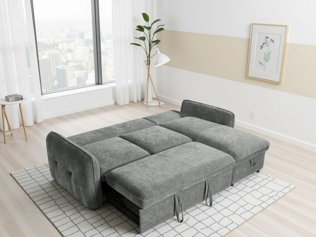Grey Fabric Universal Corner Chaise Sofabed