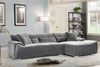 Charcoal Fabric Right Hand Facing Corner Sofa Chrome Feet