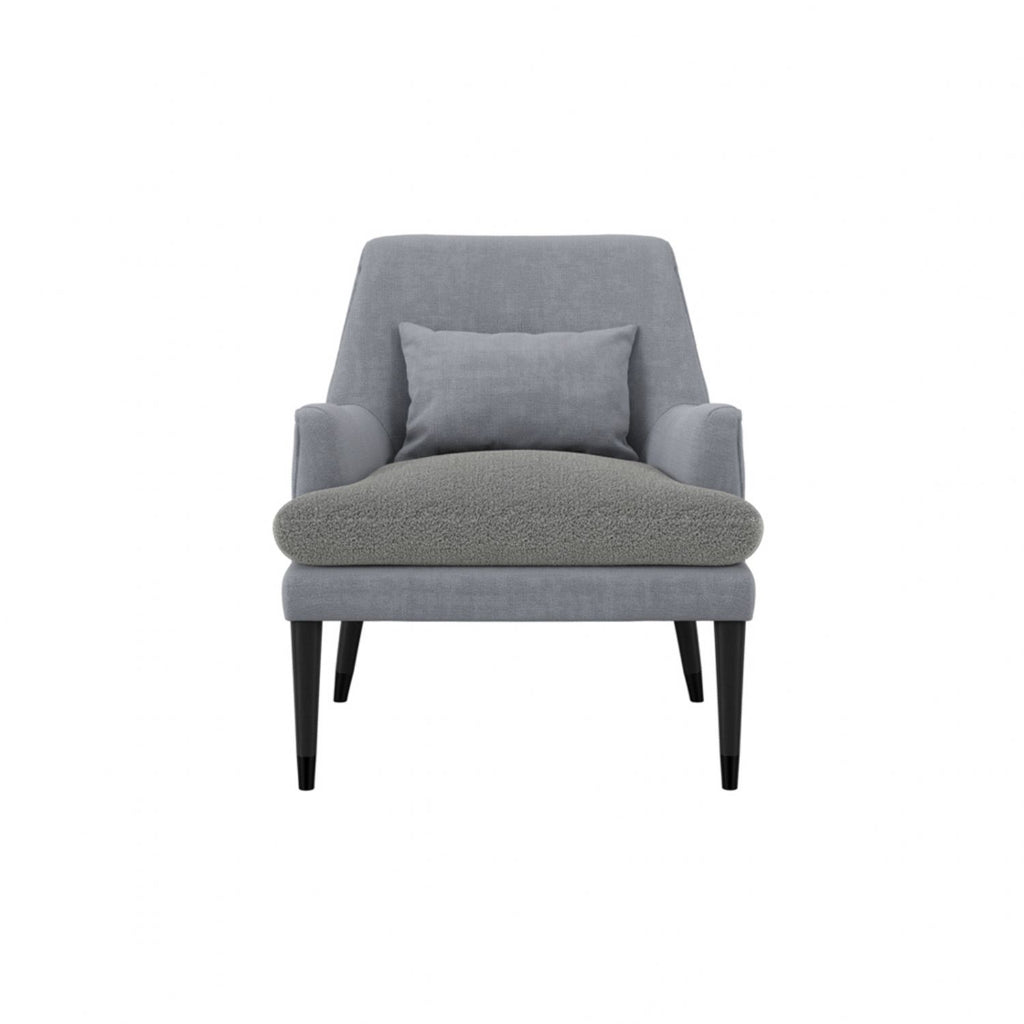 Soft Grey Linen Upholstered Accent Chair with Black Wooden Legs
