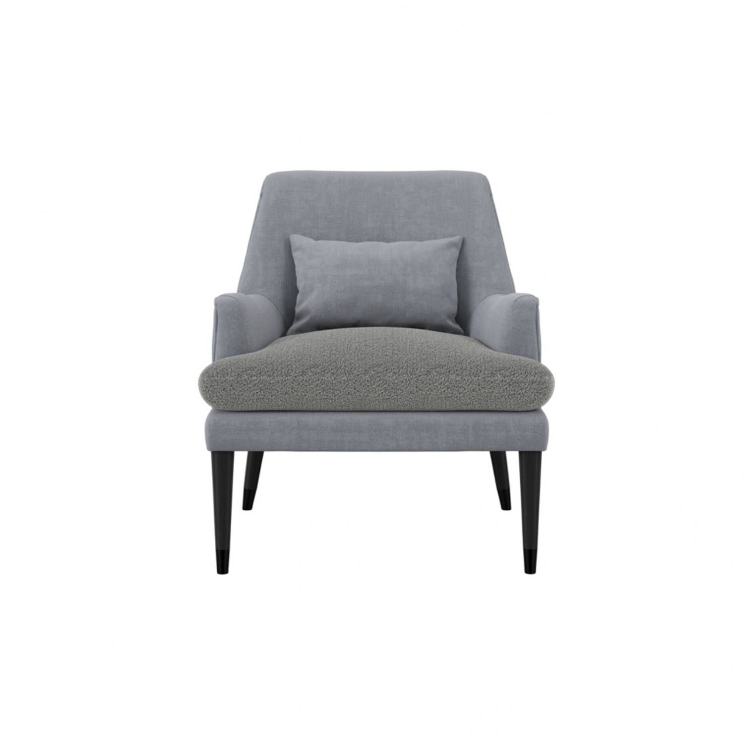 Soft Grey Linen Upholstered Accent Chair with Black Wooden Legs