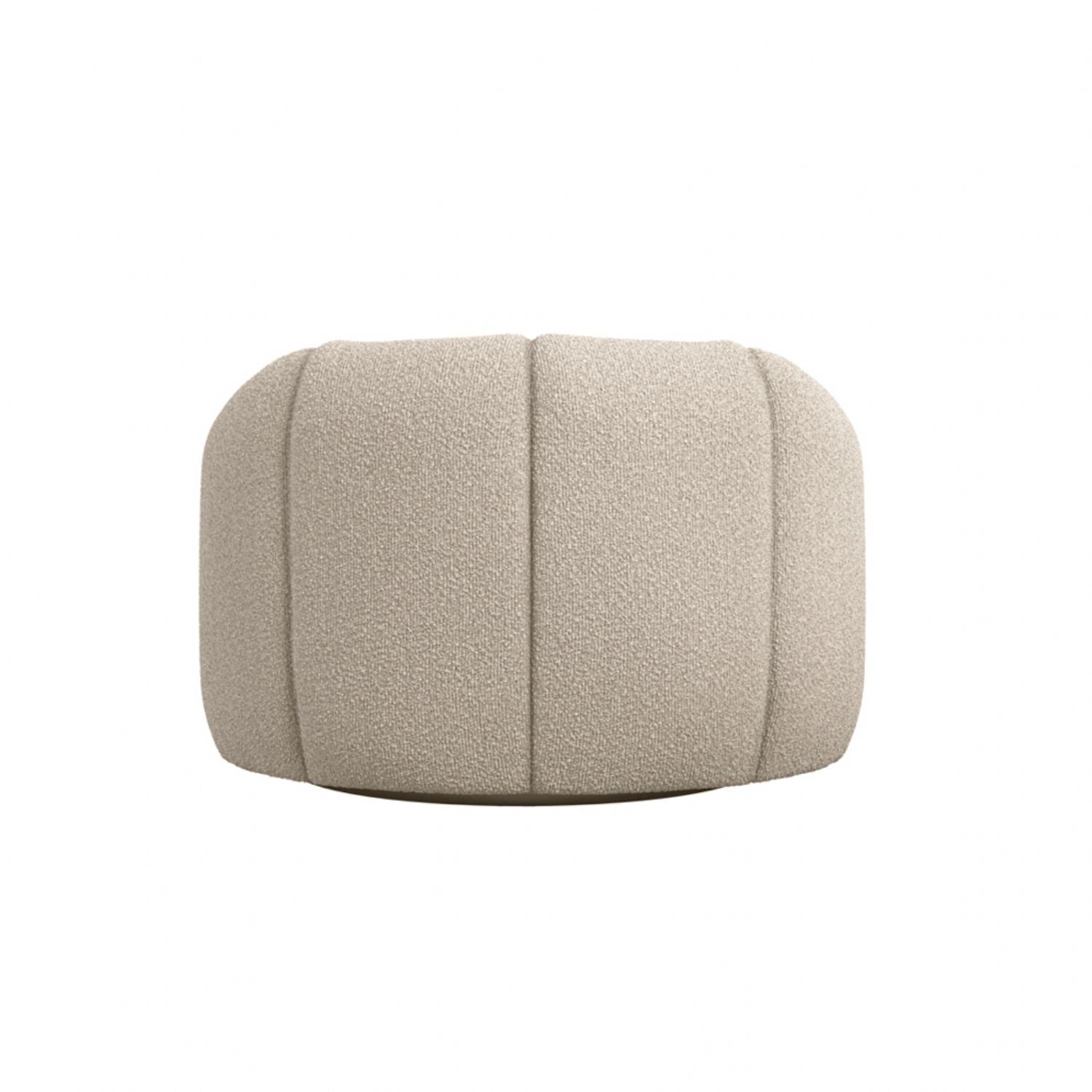 Retro Curved Buff Boucle Upholstered Swivel Accent Chair