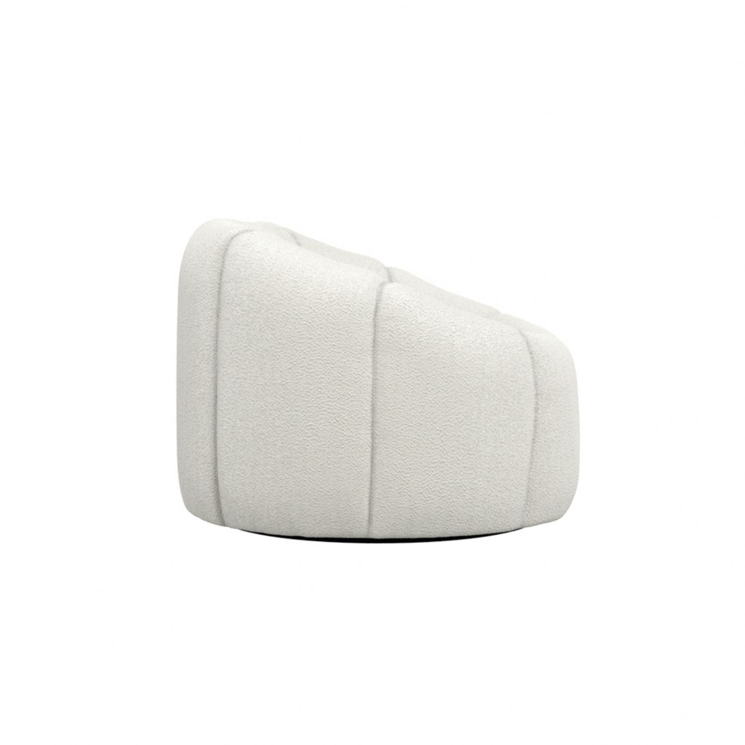 Retro Curved Ivory Boucle Upholstered Swivel Accent Chair