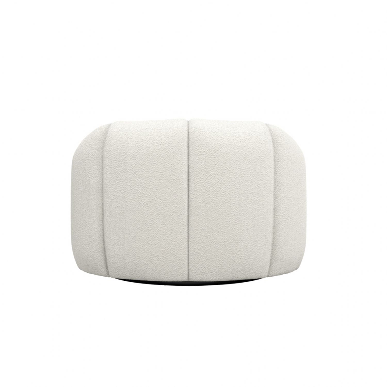 Retro Curved Ivory Boucle Upholstered Swivel Accent Chair