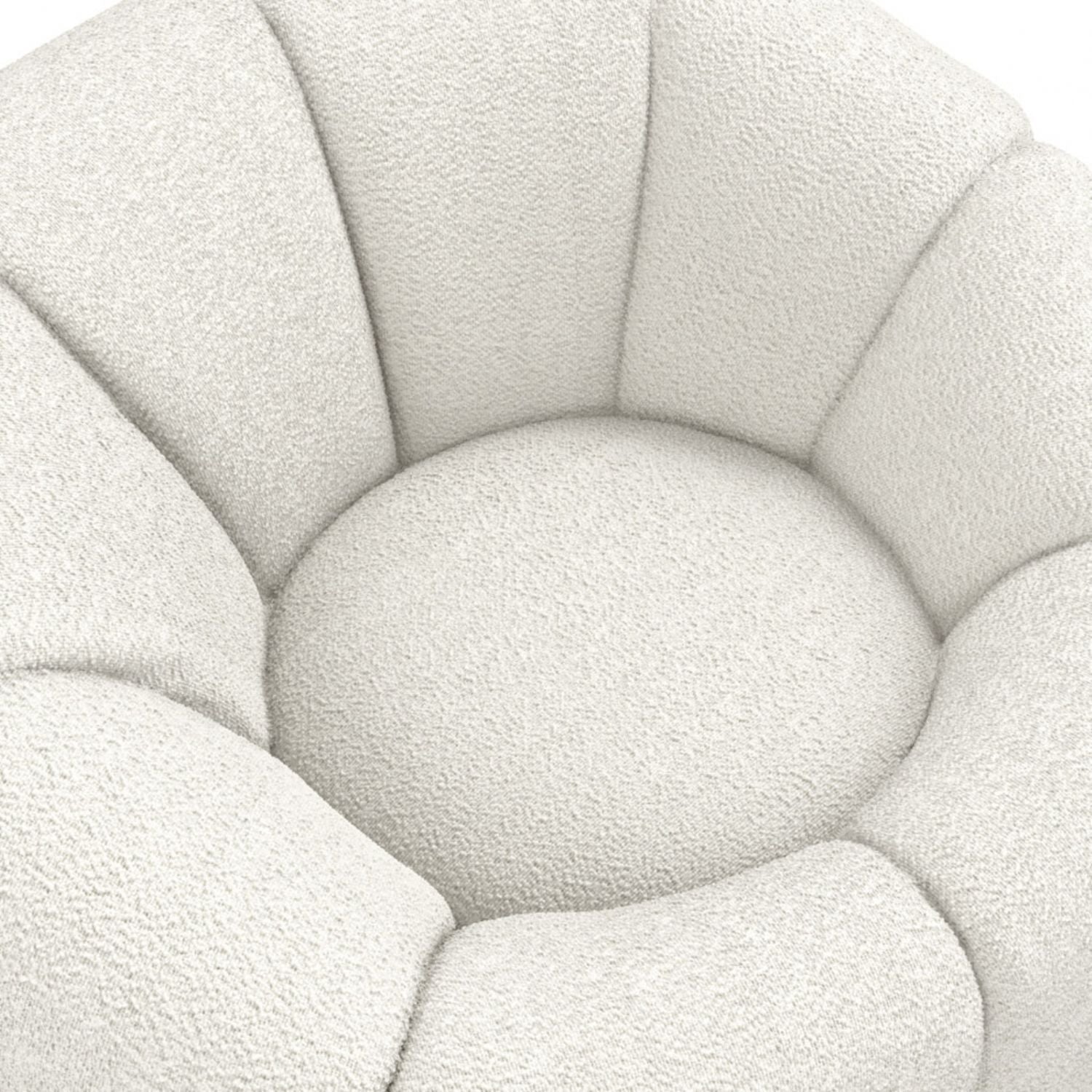 Retro Curved Ivory Boucle Upholstered Swivel Accent Chair