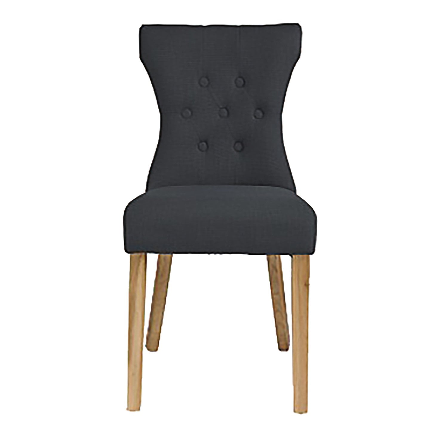Grey Linen Upholstered Dining Chair with Oak Wood Legs