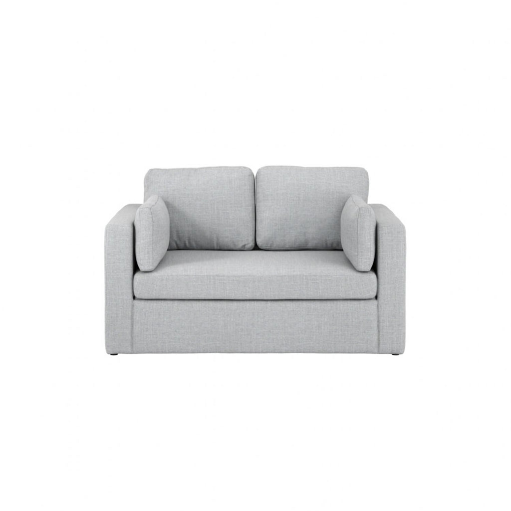 Light Grey Linen Fabric Upholstered 2 Seater Sofa