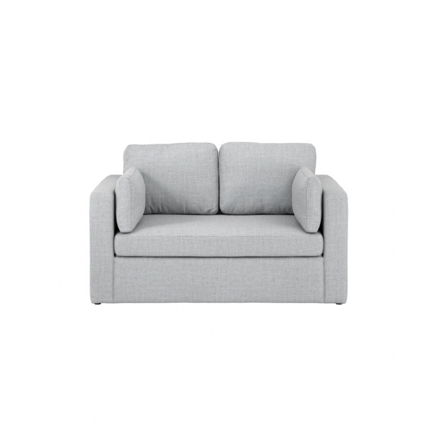 Light Grey Linen Fabric Upholstered 2 Seater Sofa
